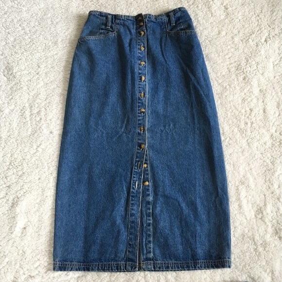Vintage Dresses & Skirts - Gloria Vanderbilt Vintage Button Down Jean Skirt
